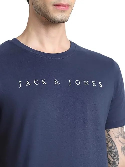 JACK & JONES Men's Cotton Solid Slim Fit T-Shirt
