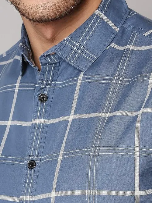 Dennis Lingo Men's Checkered Slim Fit Cotton Casual Shirt