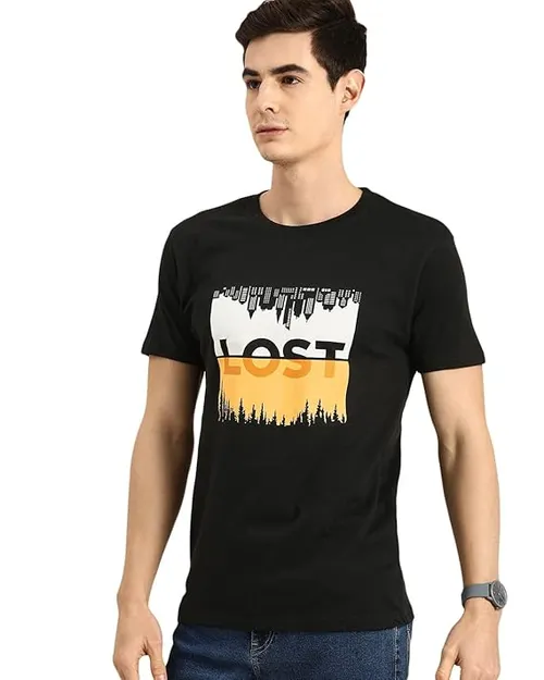 Bewakoof Men's Printed 100% Cotton T-Shirt - Regular Fit