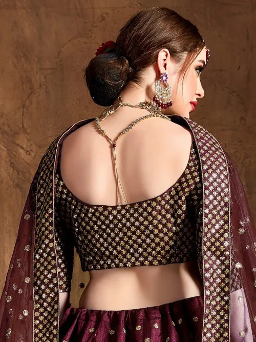 Embroidered Sequinned Semi-Stitched Lehenga & Unstitched Blouse With Dupatta