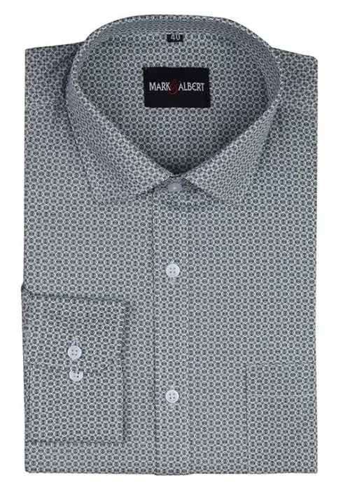 MARK & ALBERT Men's Printed Full Sleeves Regular Fit Shirt Blue | 100% Cotton Stretchable Fabric