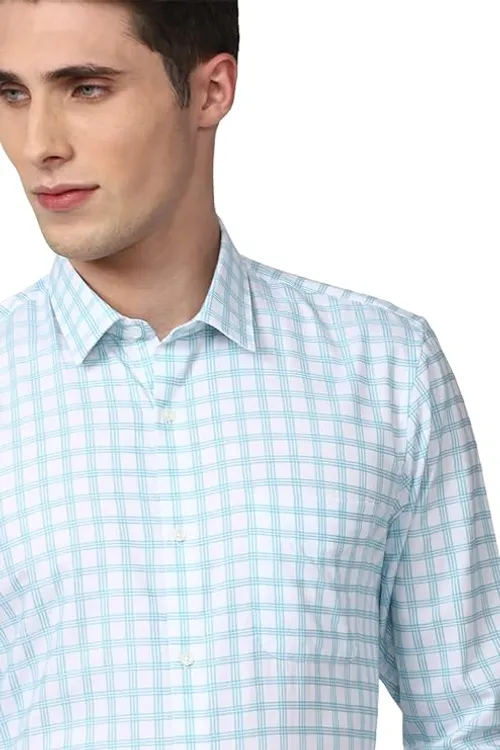 Peter England Men's Classic Checkered Formal Slim Fit Full Sleeve Shirt