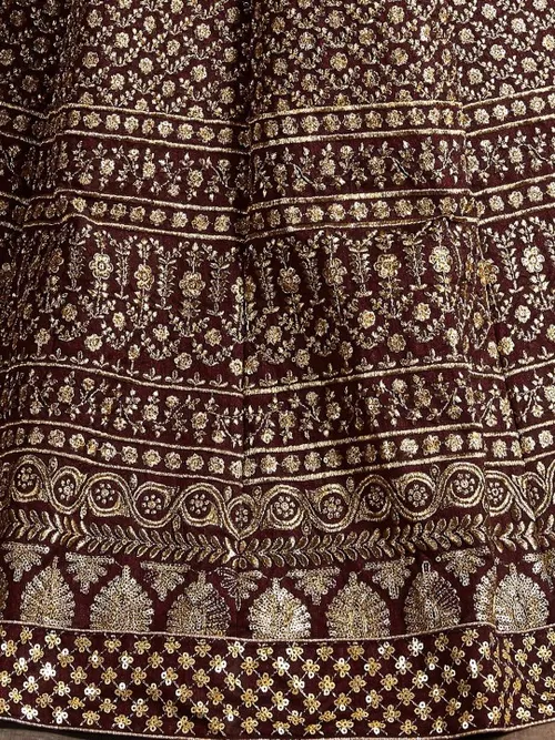 Embroidered Sequinned Semi-Stitched Lehenga & Unstitched Blouse With Dupatta