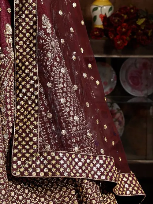 Embroidered Sequinned Semi-Stitched Lehenga & Unstitched Blouse With Dupatta